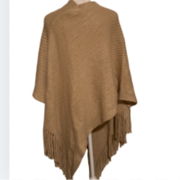 NWT Time and Tru Tan Poncho with Fringe Size L/XL - Picture 9 of 14